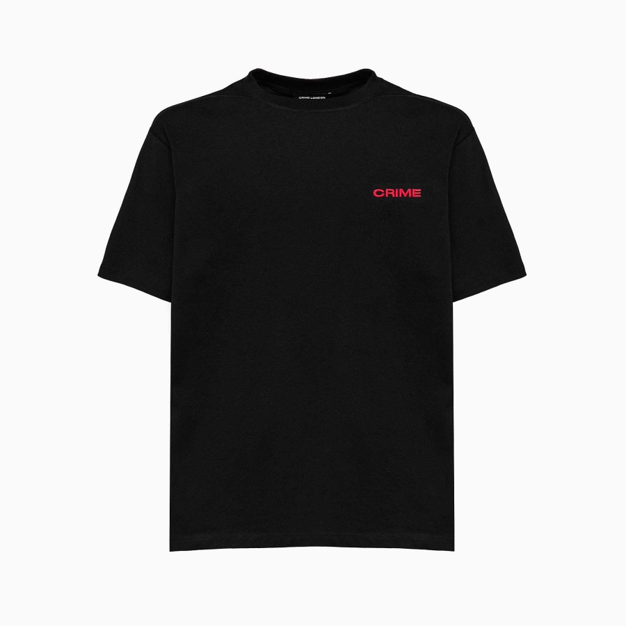 Accessories Crime London | Men'S Loose Fit Crew Neck T-Shirt Black