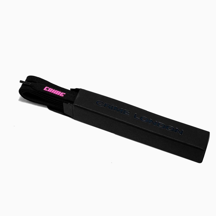 Laces Crime London | Crime Shoelaces Black-Pink Neon